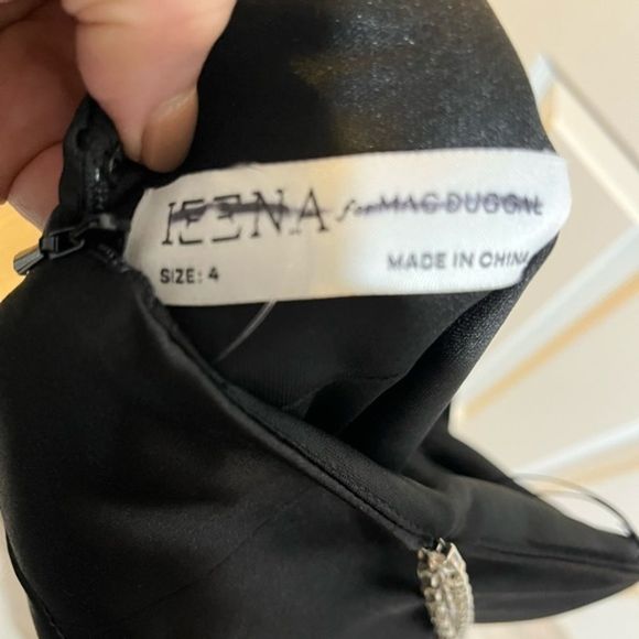 Ieena for Mac Duggal Crystal Strap Black Satin Gown Size 4 NWT - Picture 8 of 9